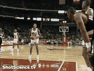Basketball Player In Bulls Jersey Holding Ball GIF