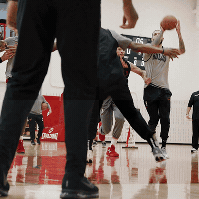 Basketball Player In Bulls Jersey Holding Ball GIF