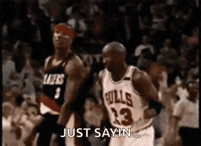 Basketball Player In Bulls Jersey Saying Just Sayin GIF