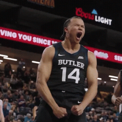 Basketball Player In Butler 14 Jersey Screaming GIF