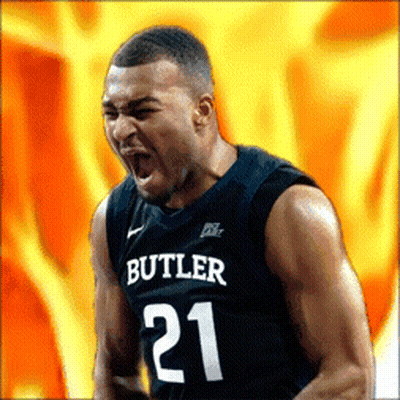 Basketball Player In Butler 21 Jersey Screaming GIF