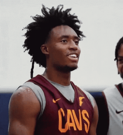 Basketball Player In Cavs Jersey Smiling GIF