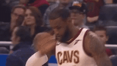 Basketball Player In Cavs Jersey Talking To Referee GIF