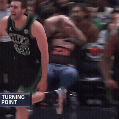 Basketball Player In Celtics Jersey Laughing GIF