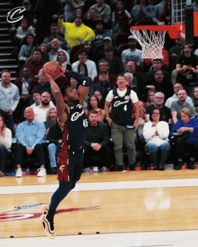 Basketball Player In Cleveland Jersey Jumps GIF