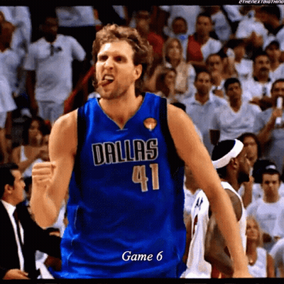 Basketball Player In Dallas 41 Jersey Celebrates GIF