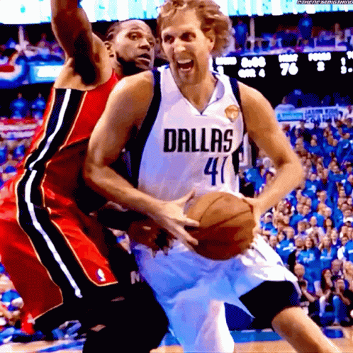 Basketball Player In Dallas Jersey Holding Ball GIF
