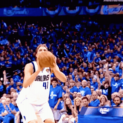 Basketball Player In Dallas Jersey Shooting GIF