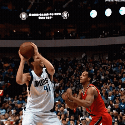Basketball Player In Dallas Jersey Shooting Ball GIF