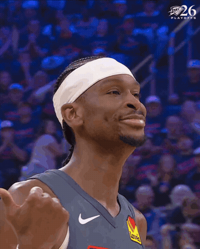 Basketball Player In Gray OKC Jersey With White Headband GIF