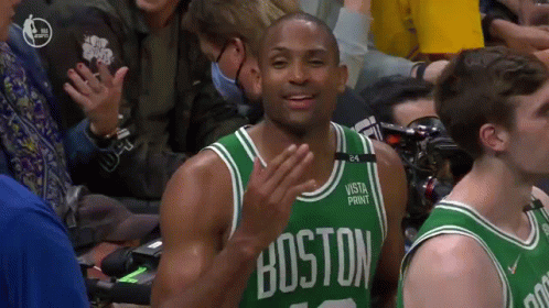 Basketball Player In Green Boston Jersey Smiling GIF