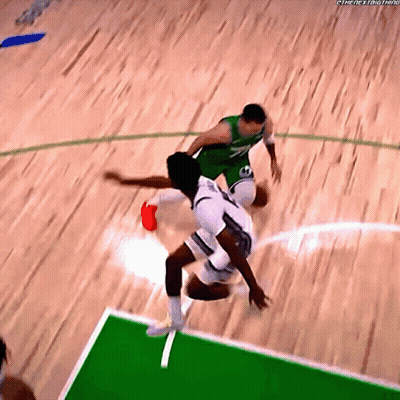 Basketball Player In Green Jersey Number 7 Fouled GIF