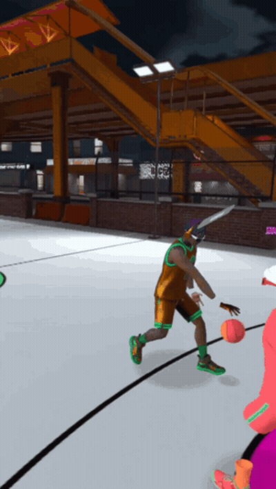 Basketball Player In Helmet Dribbling GIF