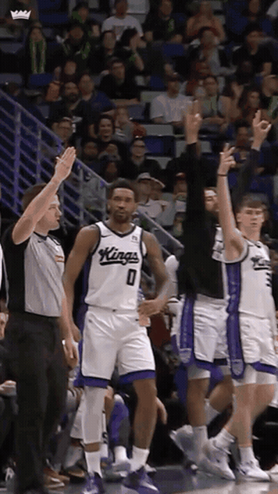 Basketball Player In Kings Jersey Hands Up GIF