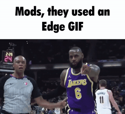 Basketball Player In Lakers Jersey Pointing At Referee GIF