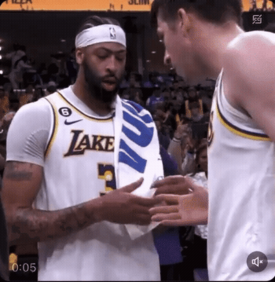Basketball Player In Lakers Jersey Shaking Hands GIF