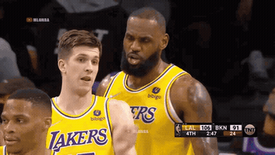 Basketball Player In Lakers Jersey Talking GIF