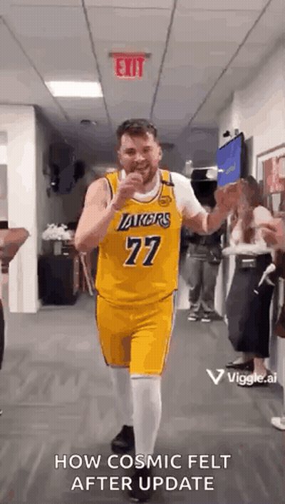 Basketball Player In Lakers Jersey Walking With Hands Up GIF