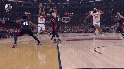 Basketball Player In New York Jersey Blocking Shot GIF