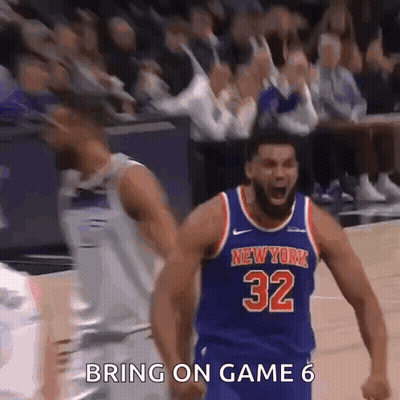 Basketball Player In New York Jersey Celebrating Victory GIF