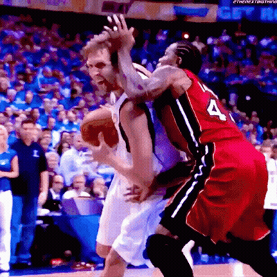 Basketball Player In Number 4 Jersey Blocking GIF