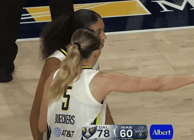 Basketball Player In Number 5 Jersey Talking To Another Player GIF