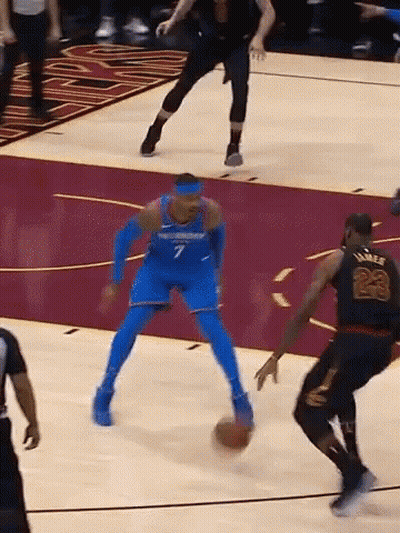 Basketball Player In Number 7 Jersey Dribbling GIF