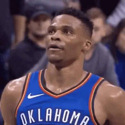 Basketball Player In Oklahoma City Thunder Jersey Looking Up GIF