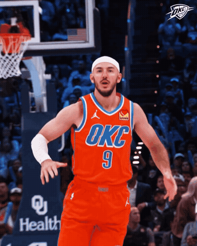 Basketball Player In Orange OKC Jersey Number 9 GIF