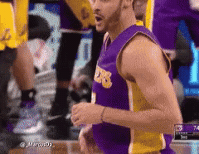 Basketball Player In Purple Lakers Jersey GIF