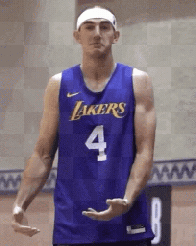 Basketball Player In Purple Lakers Jersey Number 4 GIF