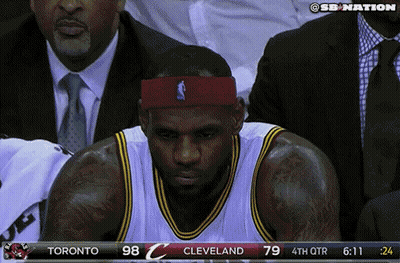 Basketball Player In Red Headband Watching Toronto Vs Cleveland GIF