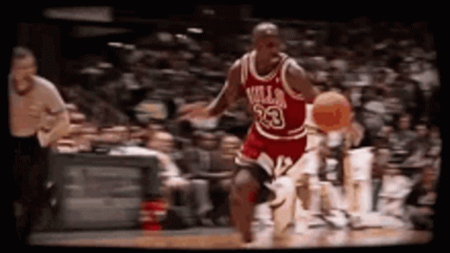 Basketball Player In Red Jersey 23 Dribbling GIF