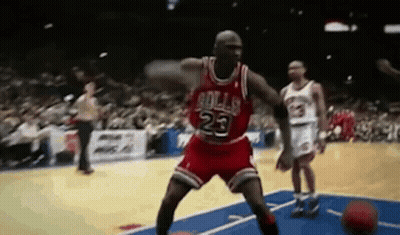 Basketball Player In Red Jersey 23 Dribbling GIF