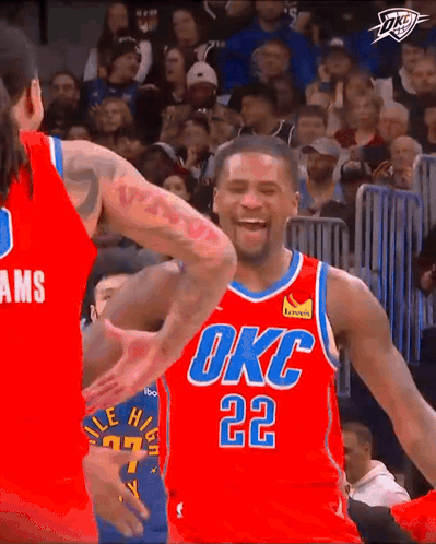 Basketball Player in Red OKC 22 Jersey