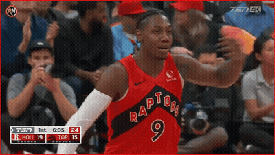 Basketball Player In Red Raptors Jersey GIF