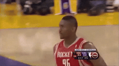 Basketball Player In Red Rockets Jersey GIF