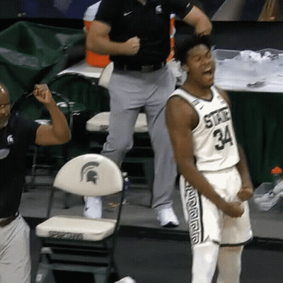 Basketball Player In Spartans Jersey Celebrating GIF