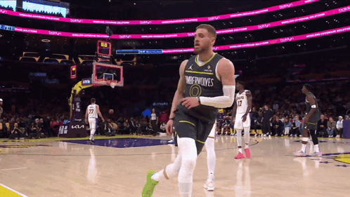 Basketball Player In Timberwolves Jersey Running GIF