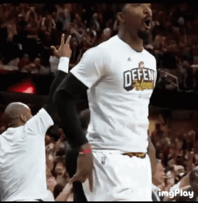 Basketball Player In White Shirt Saying Defend The Lions GIF