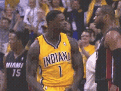 Basketball Player In Yellow Indiana Jersey Before Crowd GIF