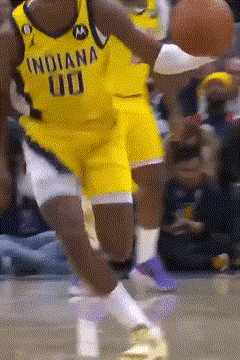 Basketball Player In Yellow Indiana Jersey GIF