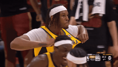 Basketball Player In Yellow Jersey Number 114 With Headband GIF