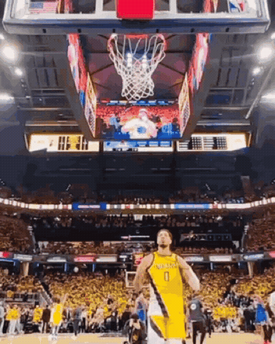 Basketball Player In Yellow Jersey GIF