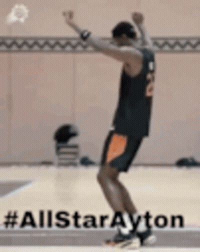 Basketball Player Jumping Hands Up GIF