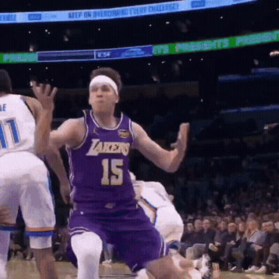 Basketball Player Jumping In Purple Lakers Jersey GIF