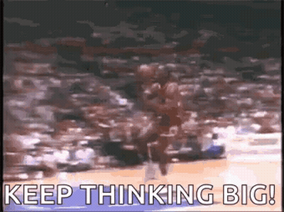 Basketball Player Jumping With Keep Thinking Big GIF