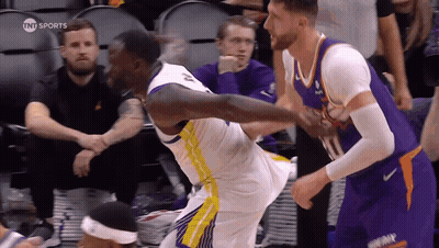 Basketball Player Kicking Another GIF