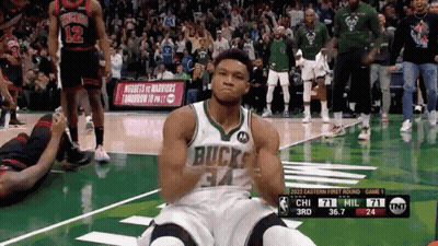 Basketball Player Kneeling Bucks Jersey GIF