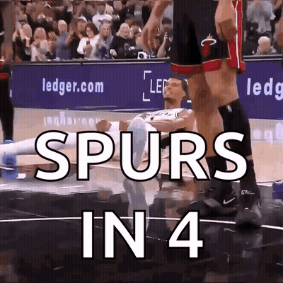 Basketball Player Laying On Floor Spurs In 4 GIF